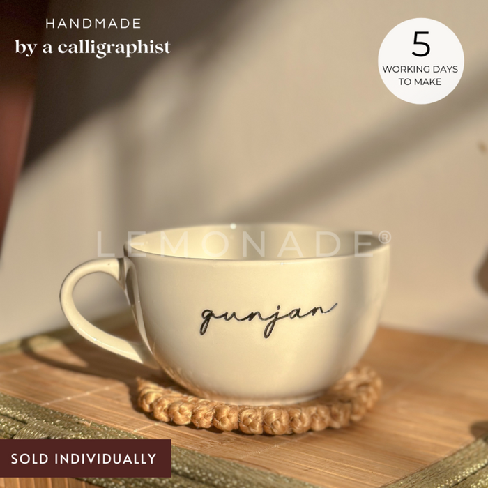 Personalized - Artisan - White Cappuccino Mug - Cursive