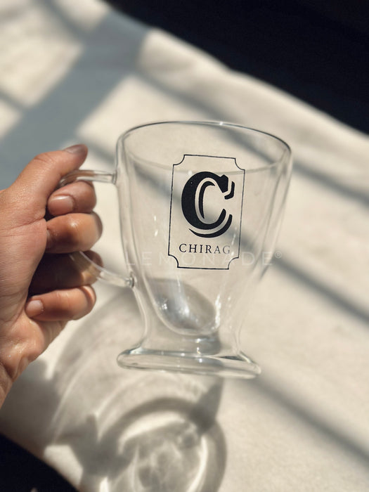 Personalized - Double Walled Clear Mug - Initial