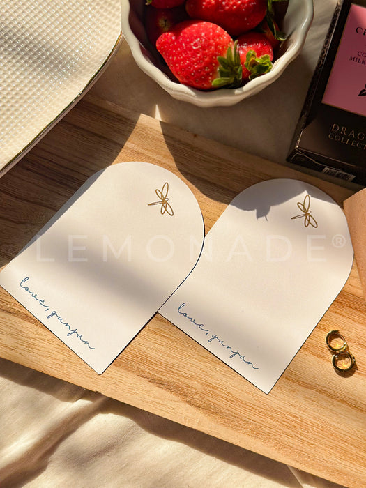 Personalized - Gold Printed Arc Notecards - Dragonfly
