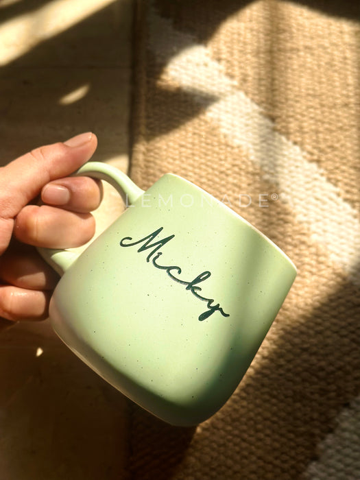 Personalized - Artisan Pastel Neu Ceramic Coffee Mug - Cursive