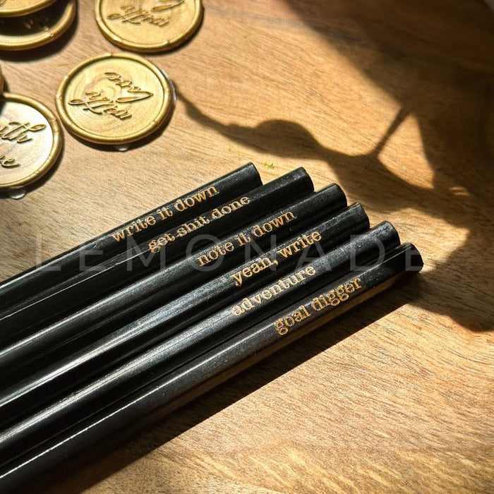Personalized - Black Pencils - Set of 6