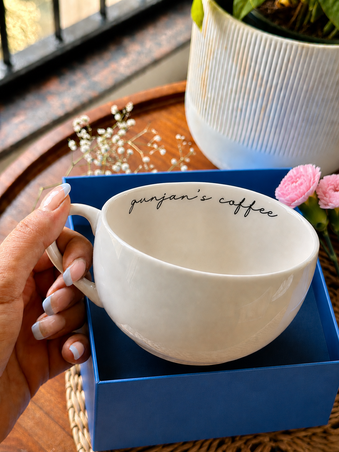 Personalized - Classic White Cappuccino Cup | Cappuccino Mug Rim Print