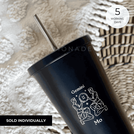Personalized - Black Tumbler - Zodiac - LemonadeHome