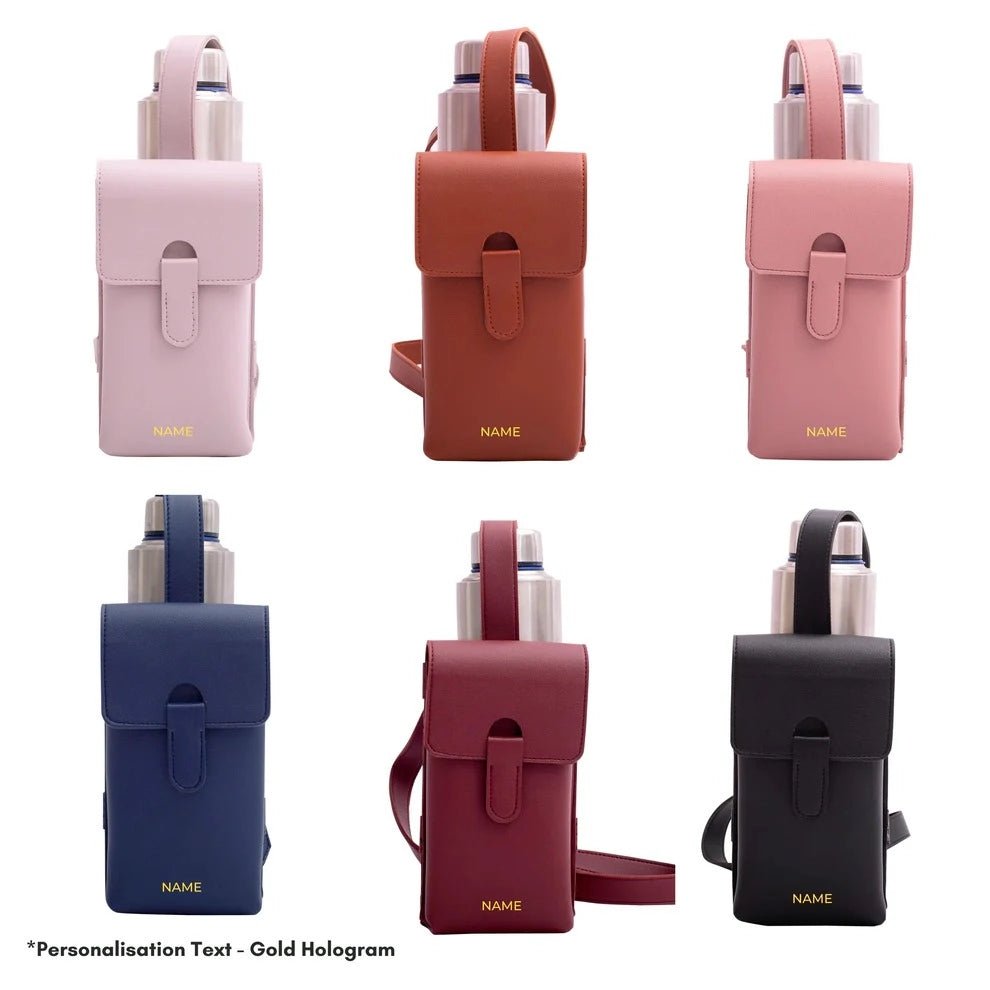 Personalized Bottle bag - Vegan Leather - Lemonade