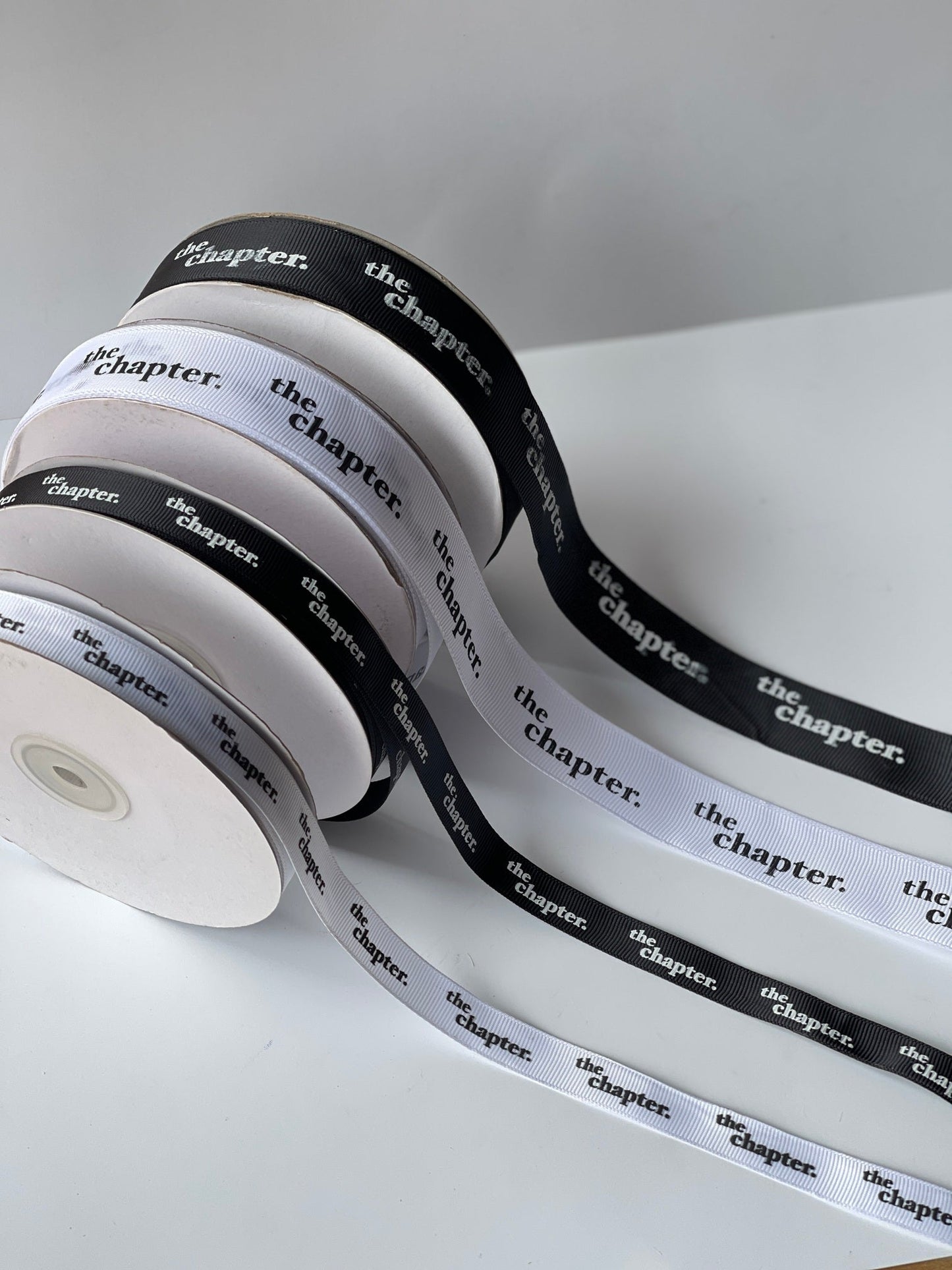 Personalized grosgrain ribbon in vibrant colors for gifts, branding, celebrations, and special events. Black- Lemonade Stationery