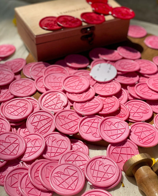 Pre Design - Self Adhesive | Peel - n - Stick Wax Buttons - Geometric Heart - Pink - LemonadeCustom Stamps