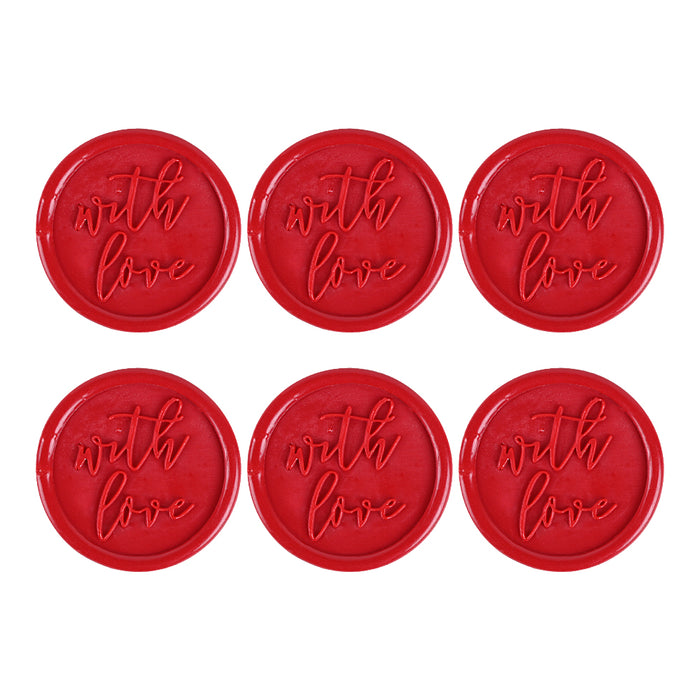 Pre Design - Self Adhesive Wax Buttons - With Love - Red