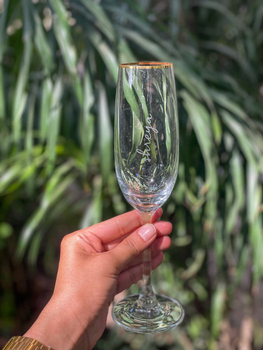 Personalized - Gold Rim Champagne Flutes - Set of 2
