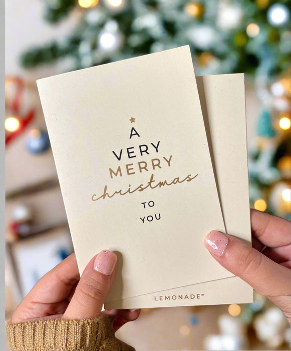 Gold Printed Greeting Cards - Very Merry Christmas