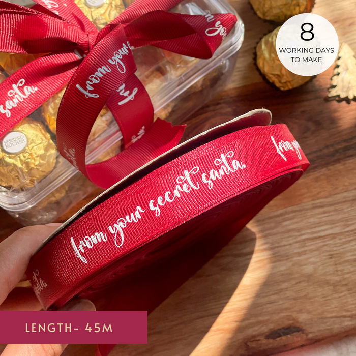 Personalized - Grosgrain Red Ribbon 20mm - Brush Font