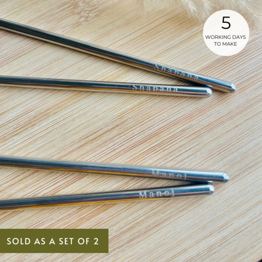 Personalized - Chopsticks - Silver - Set of 2