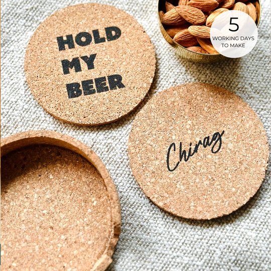 Personalized - Cork Coaster - Set of 4