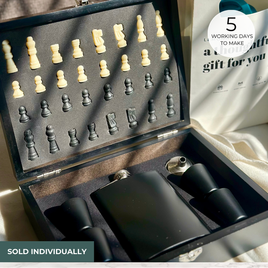 Personalized - Chess & Flask Set - Black