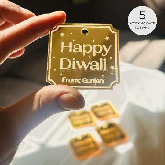 Pre Design - Acrylic Tags - Happy Diwali - Set of 6