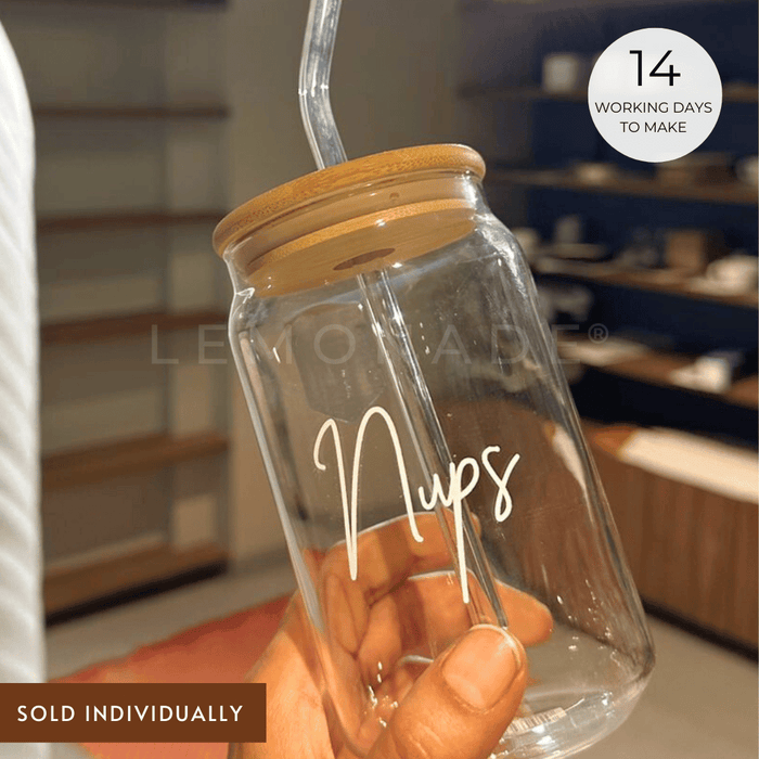 Personalized - Can Glass With Lid & Straw