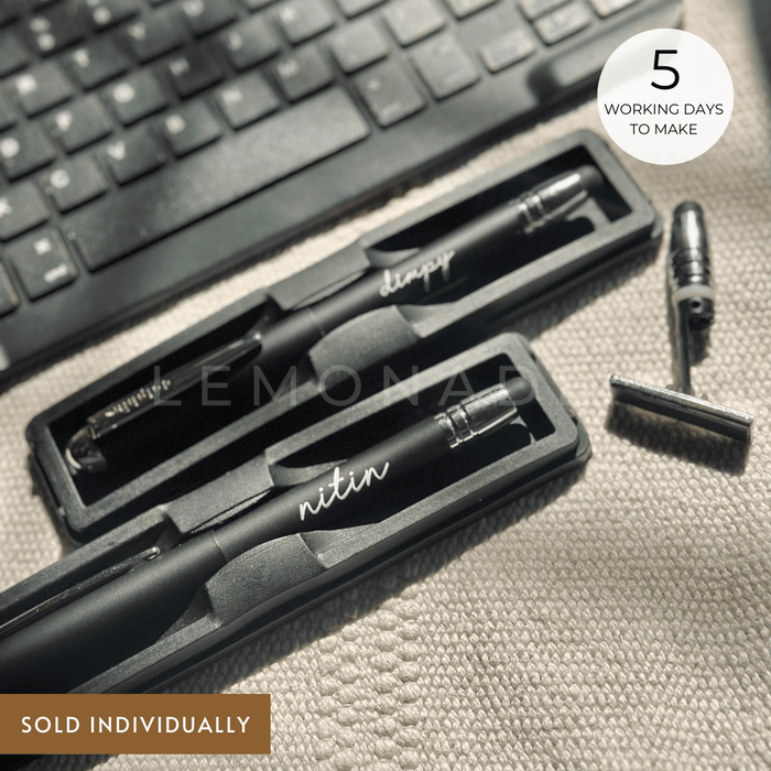 Personalized - Ball Pen with Inbuilt Ink Stamp & Stylus - Cursive