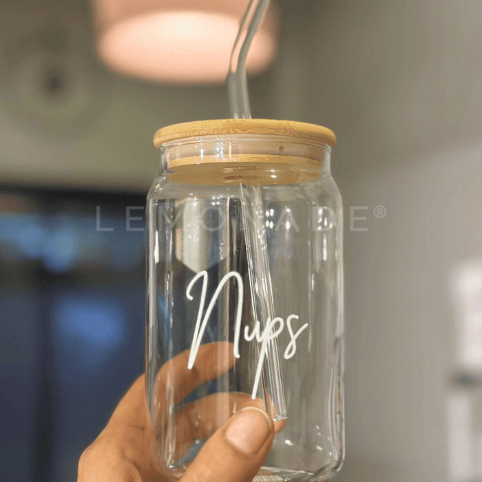 Personalized - Can Glass With Lid & Straw