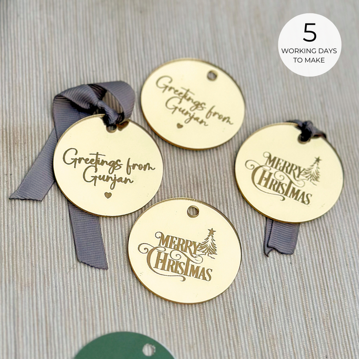 Personalized - Acrylic Gold Tags - Greetings From - Circle