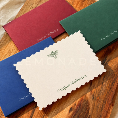 Personalized Notecard & Envelope Set | Wavy Edge Bee