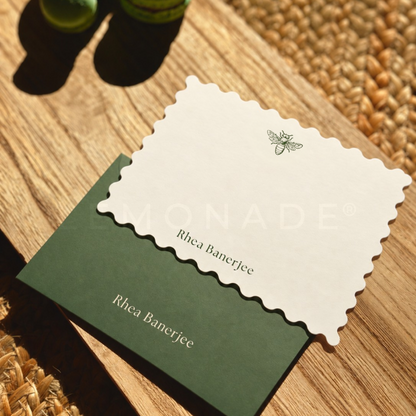 Personalized Notecard & Envelope Set | Wavy Edge Bee