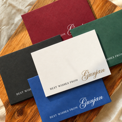 Personalised Gold Foil Notecard & Envelope Set | Best Wishes