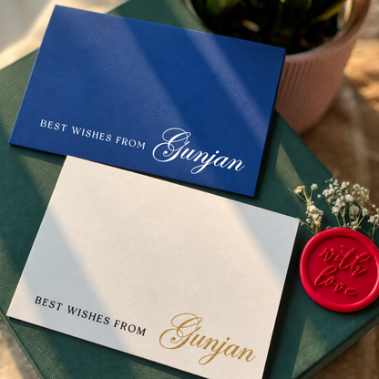 Personalised Gold Foil Notecard & Envelope Set | Best Wishes