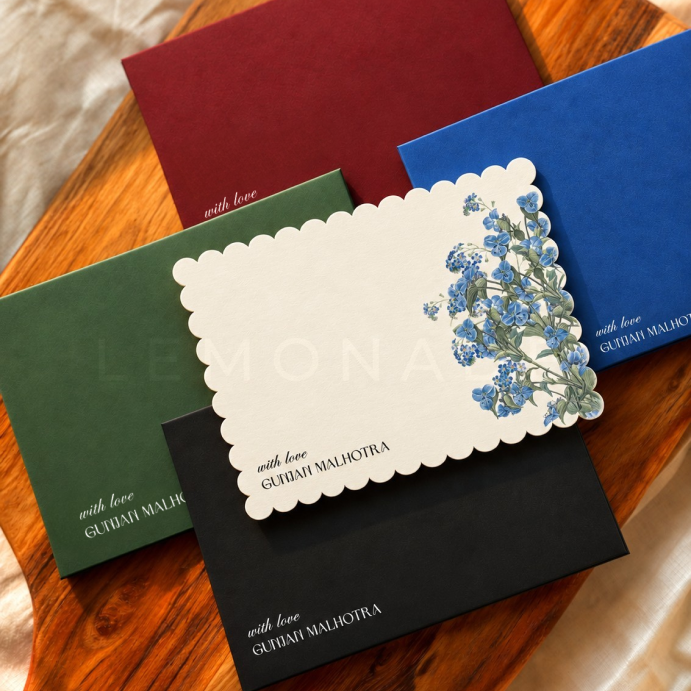 Personalised Notecard & Envelope Set | Blue Bloom