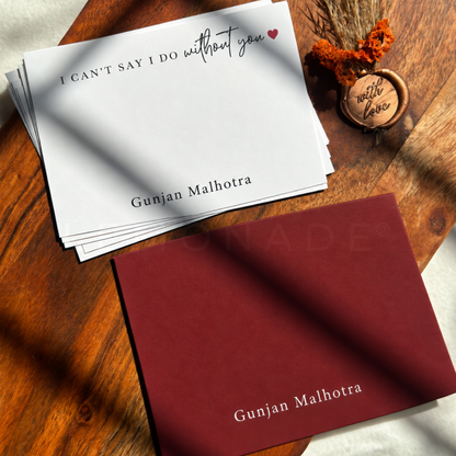 Personalised Notecard & Envelope Set | Can't Say I Do
