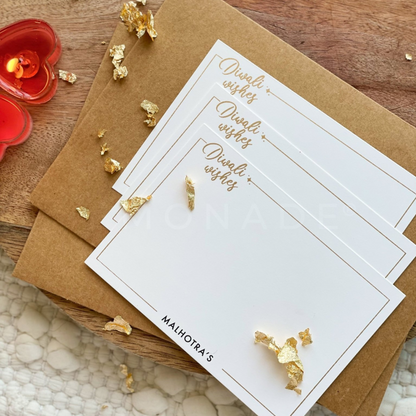 Personalised Gold Foil Notecard & Envelope Set | Diwali Wishes