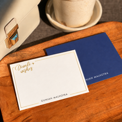 Personalised Gold Foil Notecard & Envelope Set | Diwali Wishes