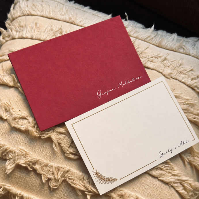 Personalised Gold Foil Notecard & Envelope Set | Feather