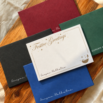 Personalised Gold Foil Notecard & Envelope Set | Festive Greeting