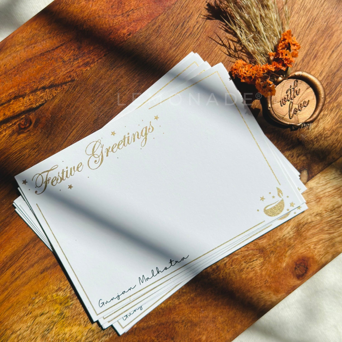 Personalised Gold Foil Notecard & Envelope Set | Festive Greeting