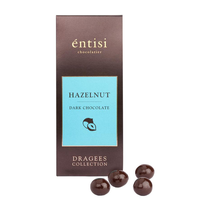 Hazelnut coated with dark chocolate