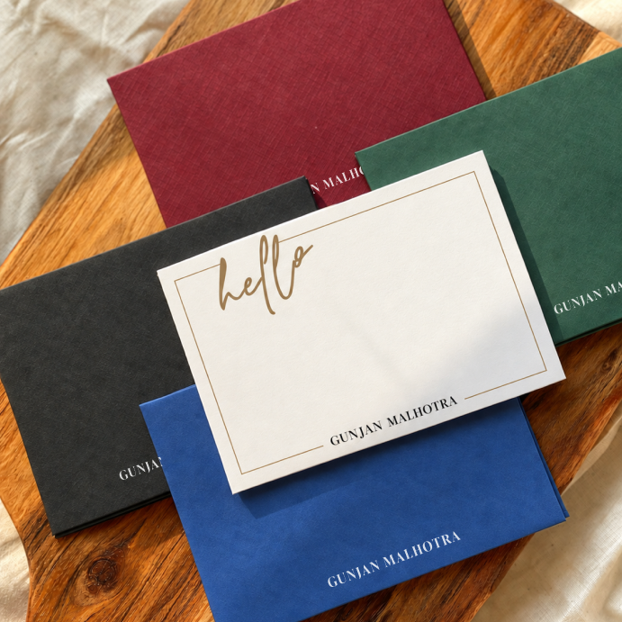 Personalised Gold Foil Notecard & Envelope Set | Hello