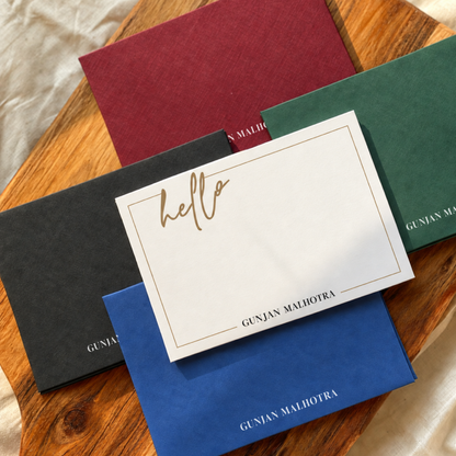 Personalised Gold Foil Notecard & Envelope Set | Hello
