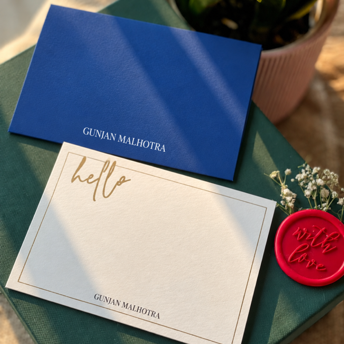 Personalised Gold Foil Notecard & Envelope Set | Hello