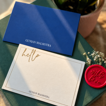 Personalised Gold Foil Notecard & Envelope Set | Hello