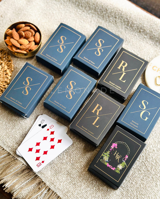 Personalized - Gold Printed Playing Cards - Matte Finish - Initial - Black