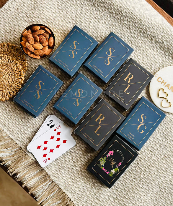 Personalized - Gold Printed Playing Cards - Matte Finish - Initial - Black