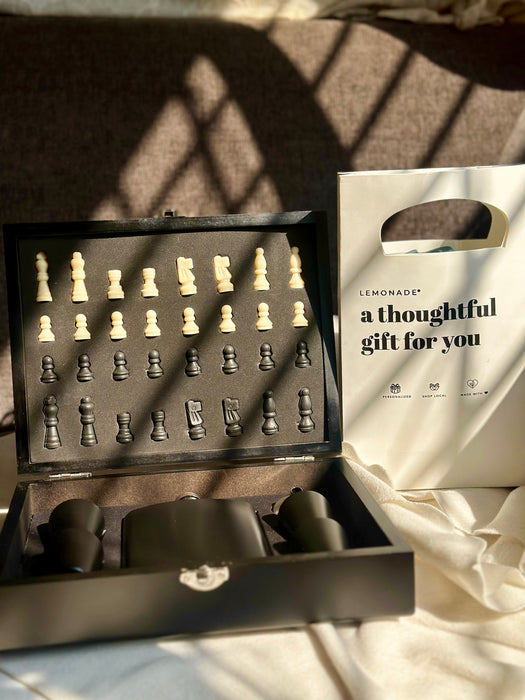 Personalized - Chess & Flask Set - Black