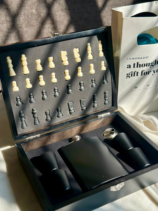 Personalized - Chess & Flask Set - Black