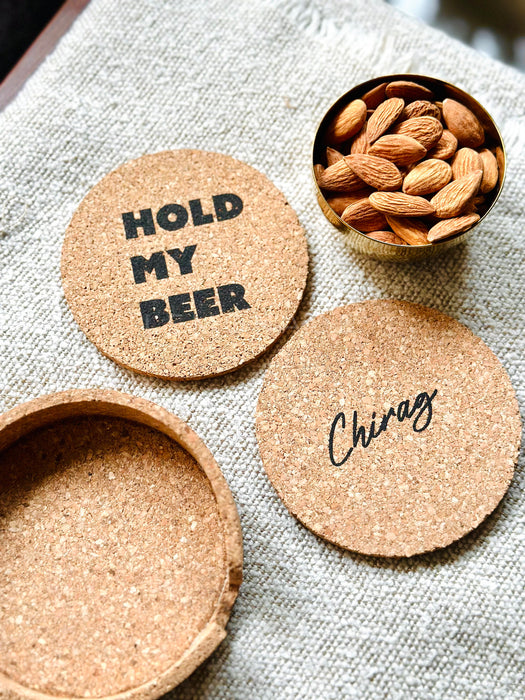 Personalized - Cork Coaster - Set of 4