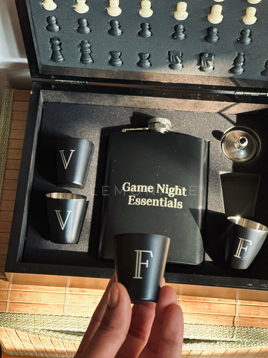 Personalized - Chess & Flask Set - Black