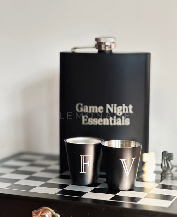 Personalized - Chess & Flask Set - Black