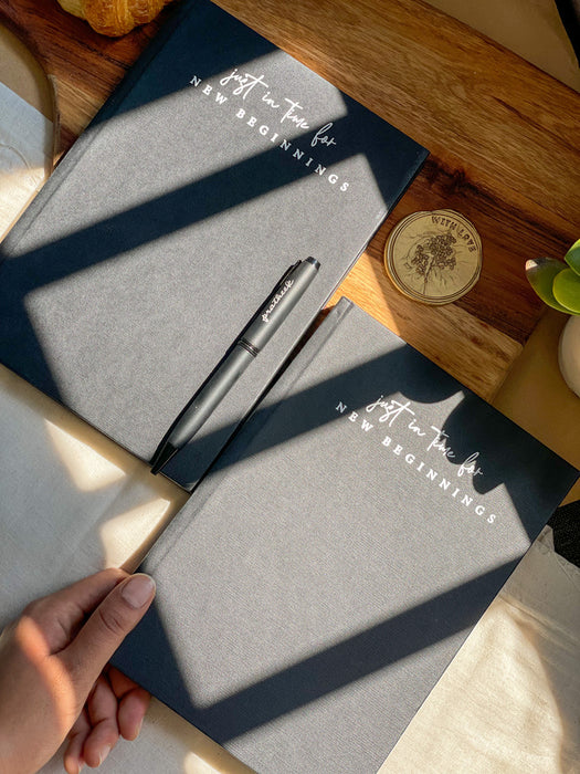 Pre Design - Hardbound Notebook - Black - Just in time for New Beginnings