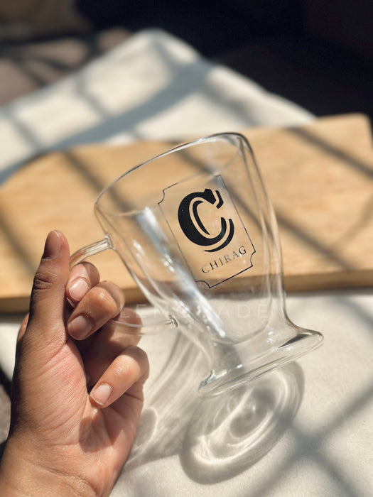 Personalized - Double Walled Clear Mug - Initial