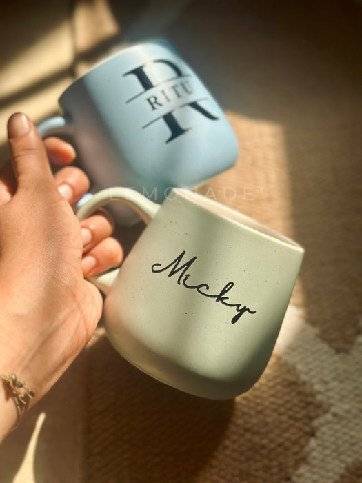 Personalized - Artisan Pastel Neu Ceramic Coffee Mug - Cursive