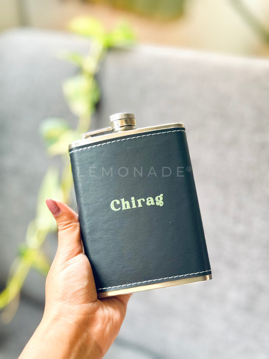 Personalized - Dark Luxe Leather Flask