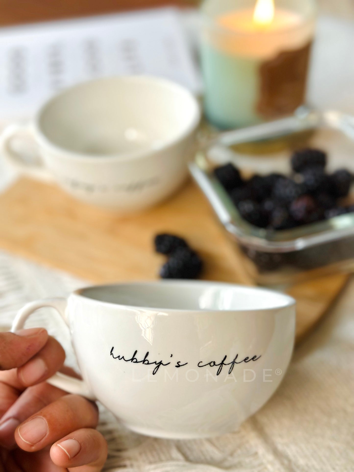 Personalized white cappuccino mug with custom text design from Lemonade India
